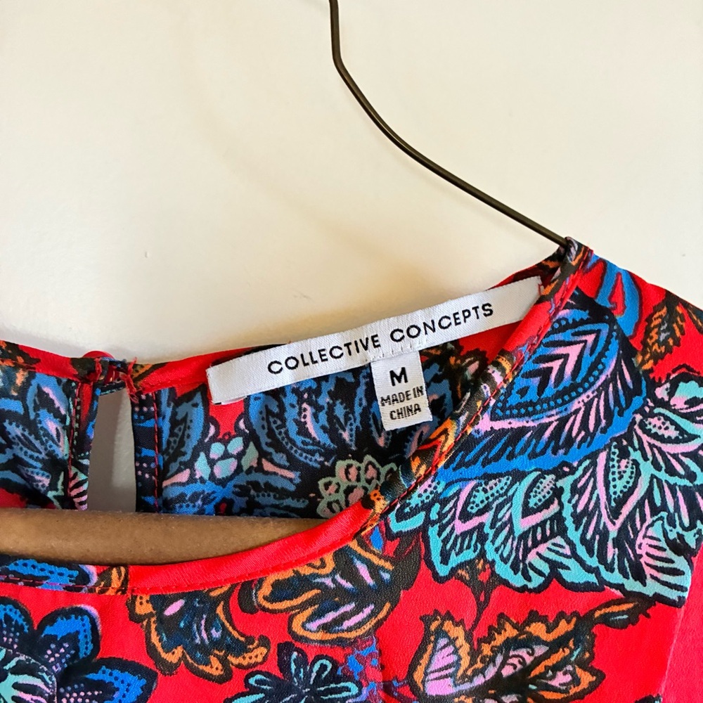Collective Concepts Red and Blue Floral Kids Dress - Picture 2 of 3
